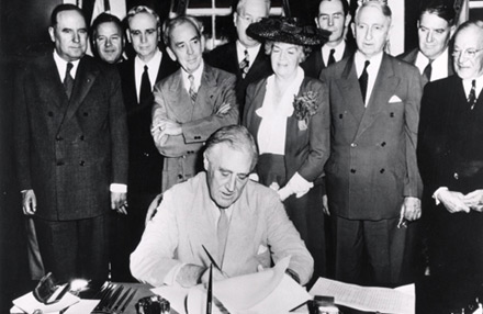 President Franklin D. Roosevelt signing the G.I. Bill into law on June 22, 1944