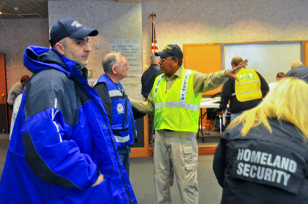 W9TDI getting instruction from CC EMA Director Les Kavanaugh after March 2 tornado