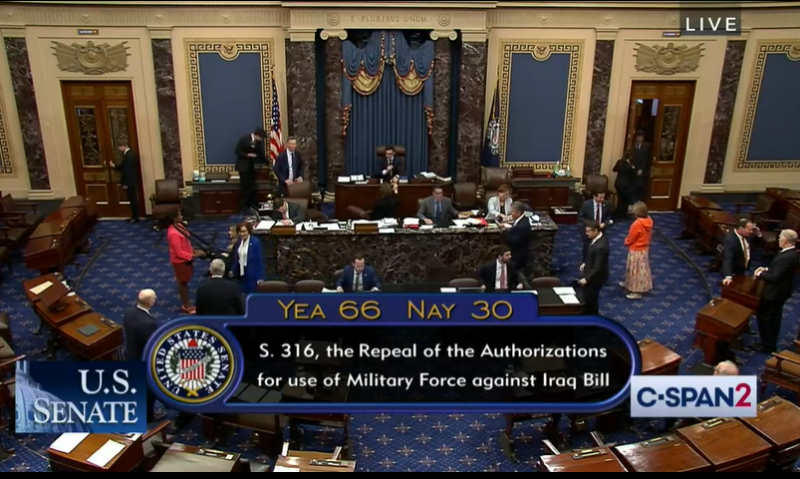 Senate passes bill to repeal Iraq war authorizations