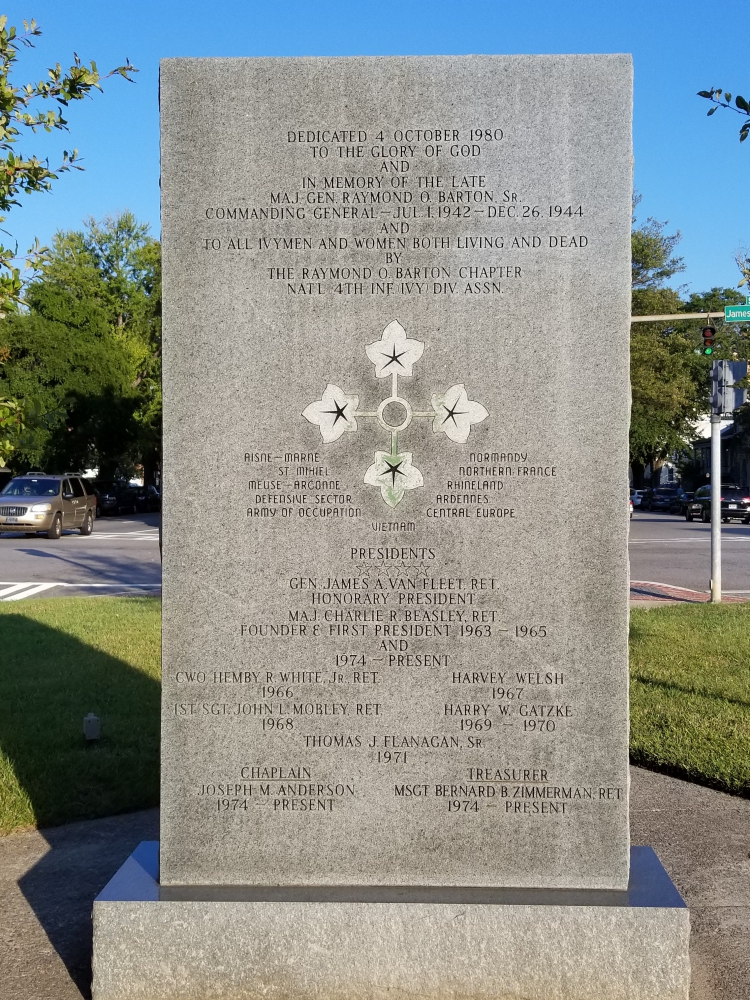 4th Infantry (Ivy) Division & Major General Raymond O Barton Memorial
