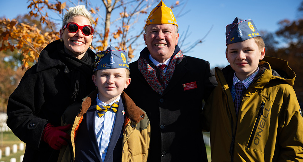 Sons of The American Legion National Commander Bill Clancy and his family attend Veterans Day observances at Arlington National Cemetery. Photo by Maansi Srivastava