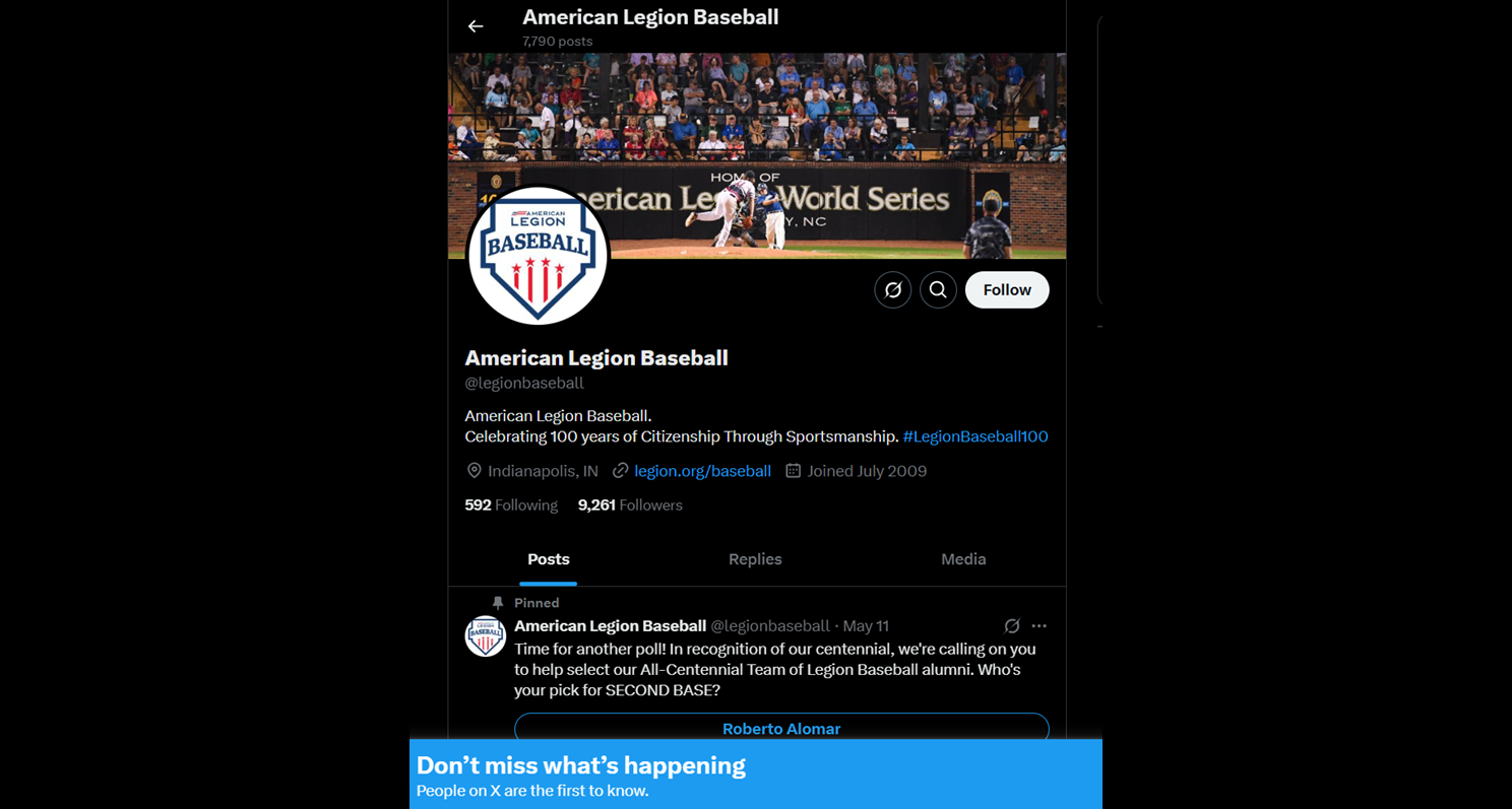 Share your Legion Baseball team’s social media handles with us