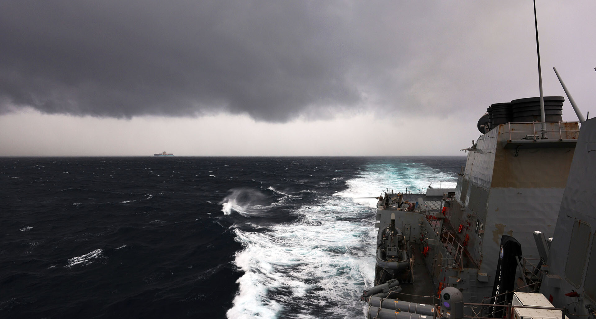 The USS Roosevelt transits the Strait of Hormuz last December. (U.S. Navy photo by Mass Communication Specialist 1st Class Indra Beaufort)