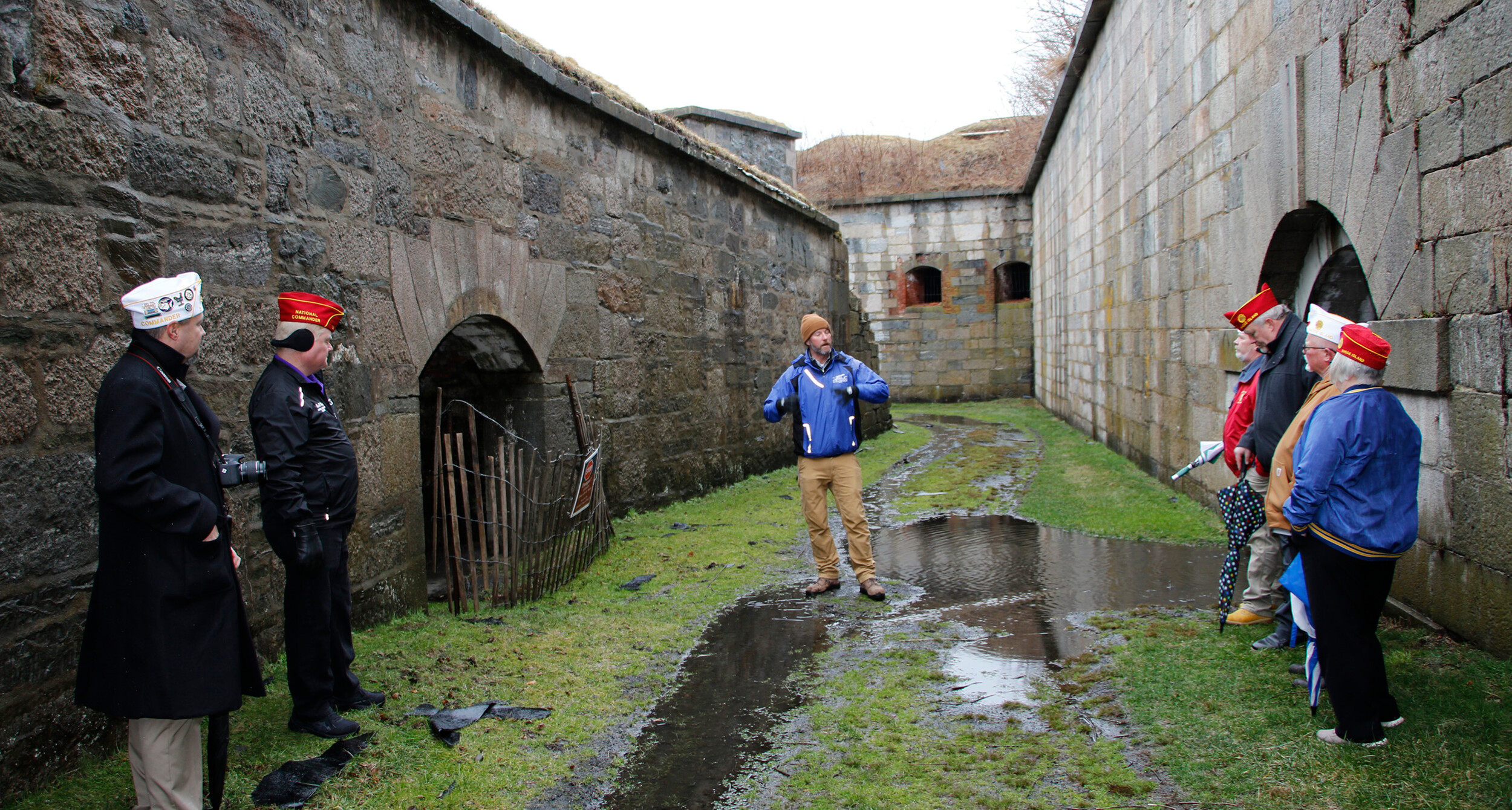 The national commander tours Fort Adams.
