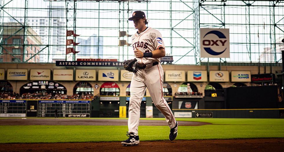 Houston Astros outfielder Jake Meyers during the Astros’ game against the Tampa Bay Rays on Saturday, May 31. Photo by Chet Strange/The American Legion