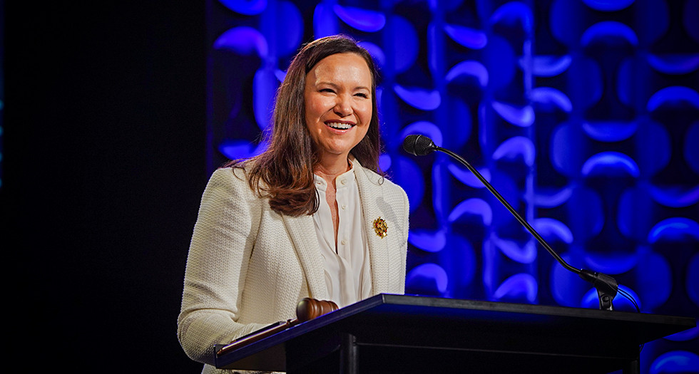 Sen. Ashley Moody, R-Fla., speaks on Day 1 of the 106th American Legion National Convention at the Tampa Convention Center in Tampa, Fla., August 26. Photo by Jeric Wilhelmsen/The American Legion