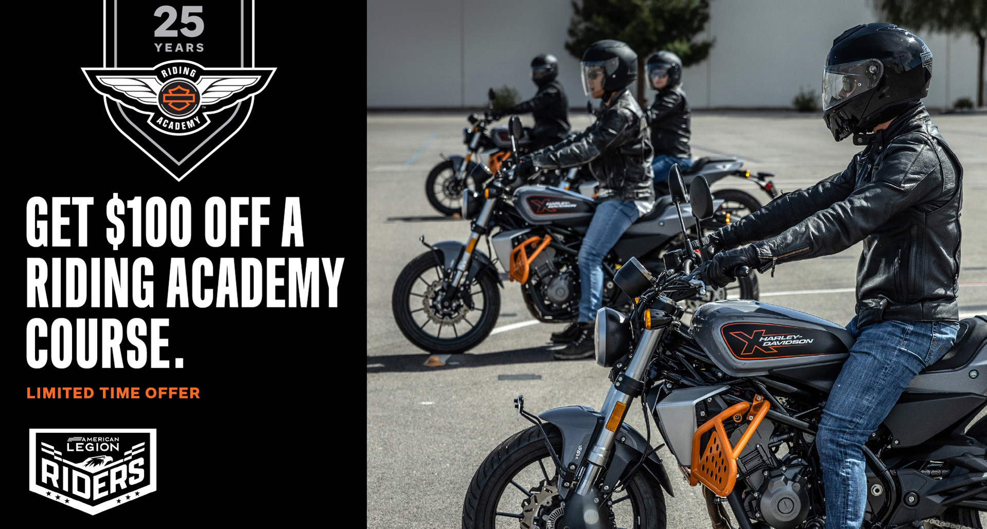 Harley-Davidson offering Legion Riders discount at Riding Academy dealers