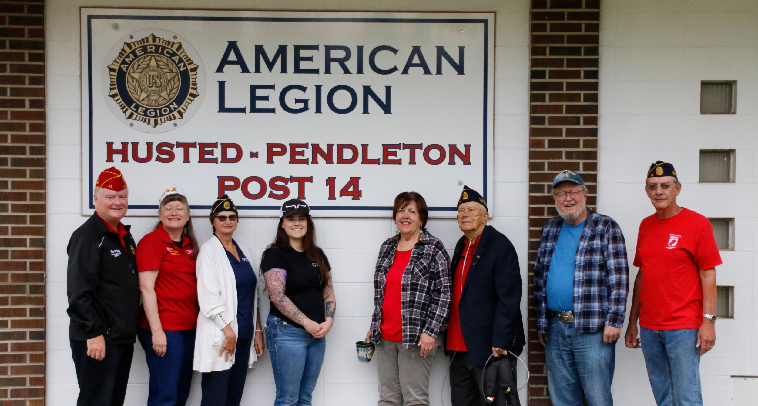 The national commander visits with members from Husted-Pendleton Post 14.