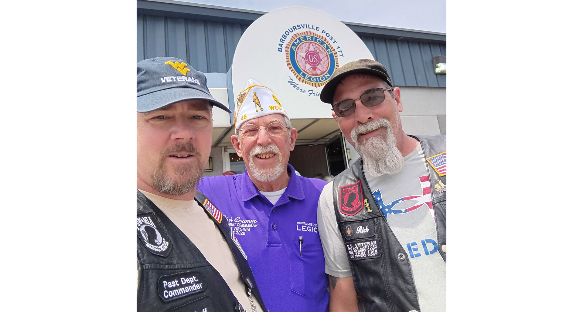 Rich Crumm (center) and his son Rick (right), pictured with Past Department Commander Matt Sampson. (West Virginia American Legion Facebook photo)
