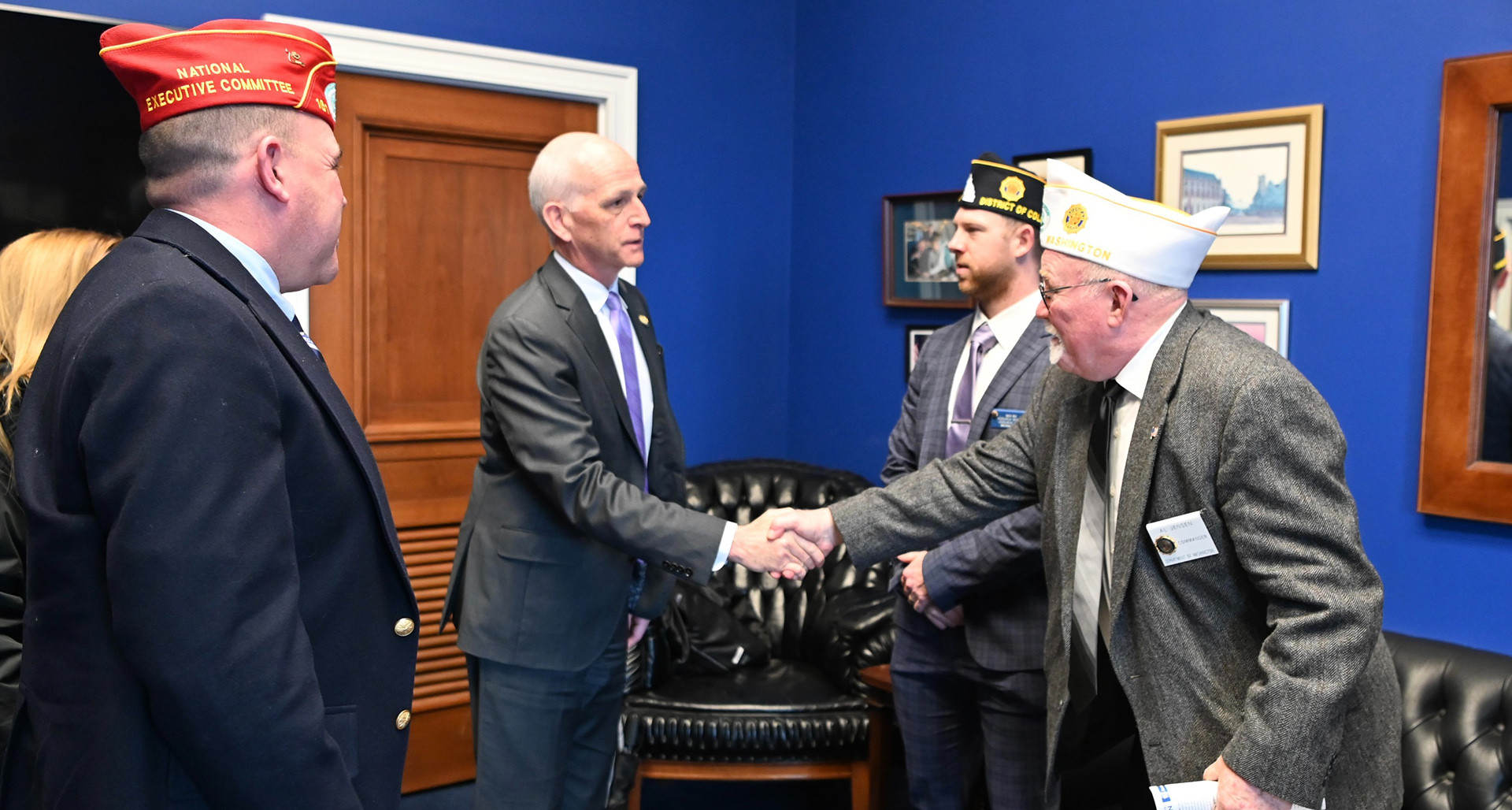 Members of the Washington American Legion Family delegation meet with U.S. Rep. Adam Smith during the Washington Conference.