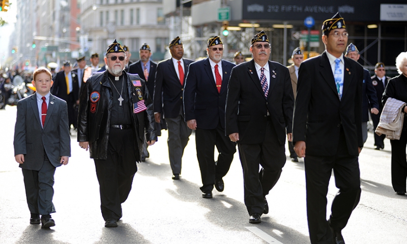 Legionnaires march in "America's Parade"