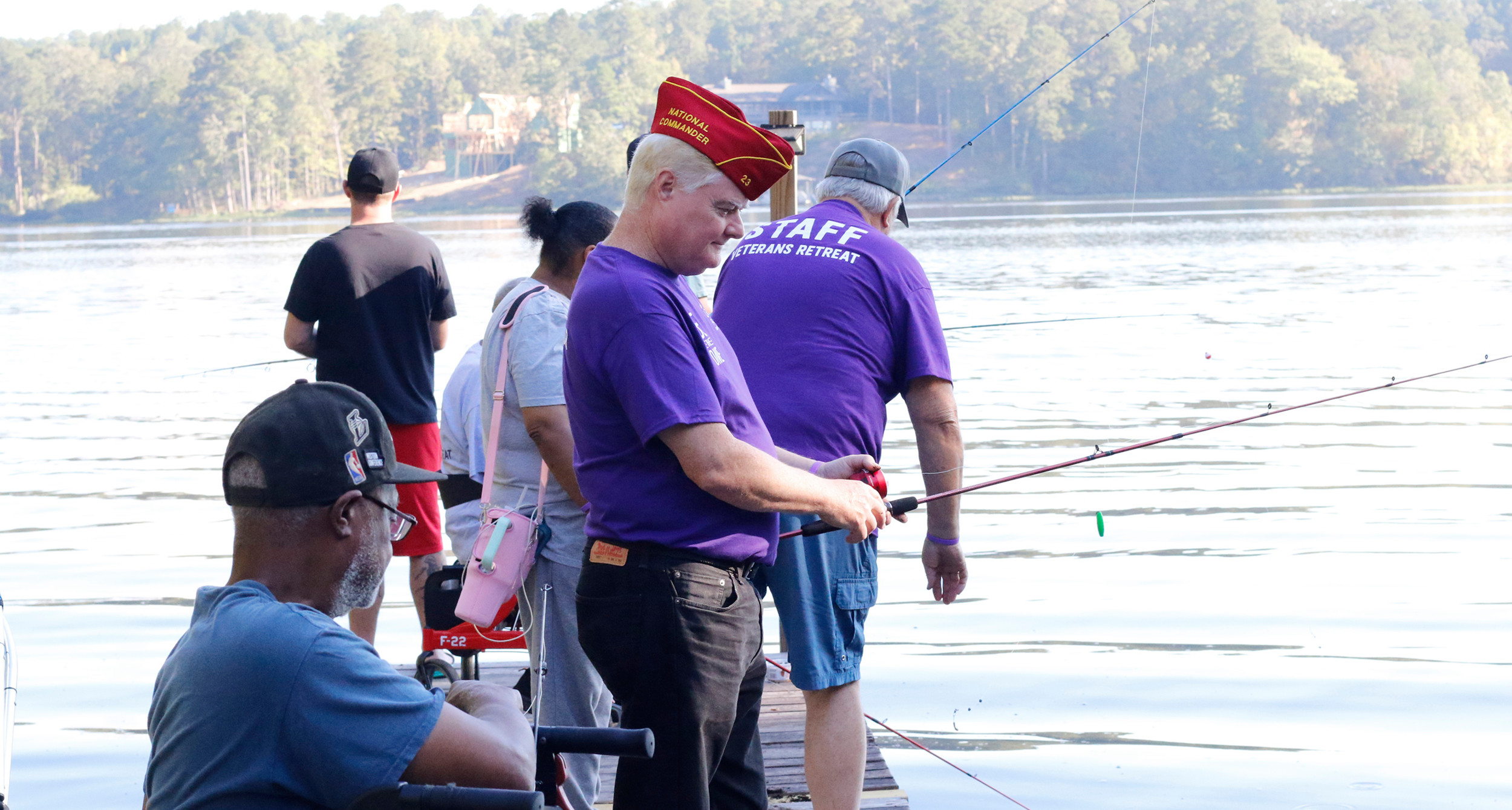 The national commander enjoyed fishing with Legion family members in Birmingham.