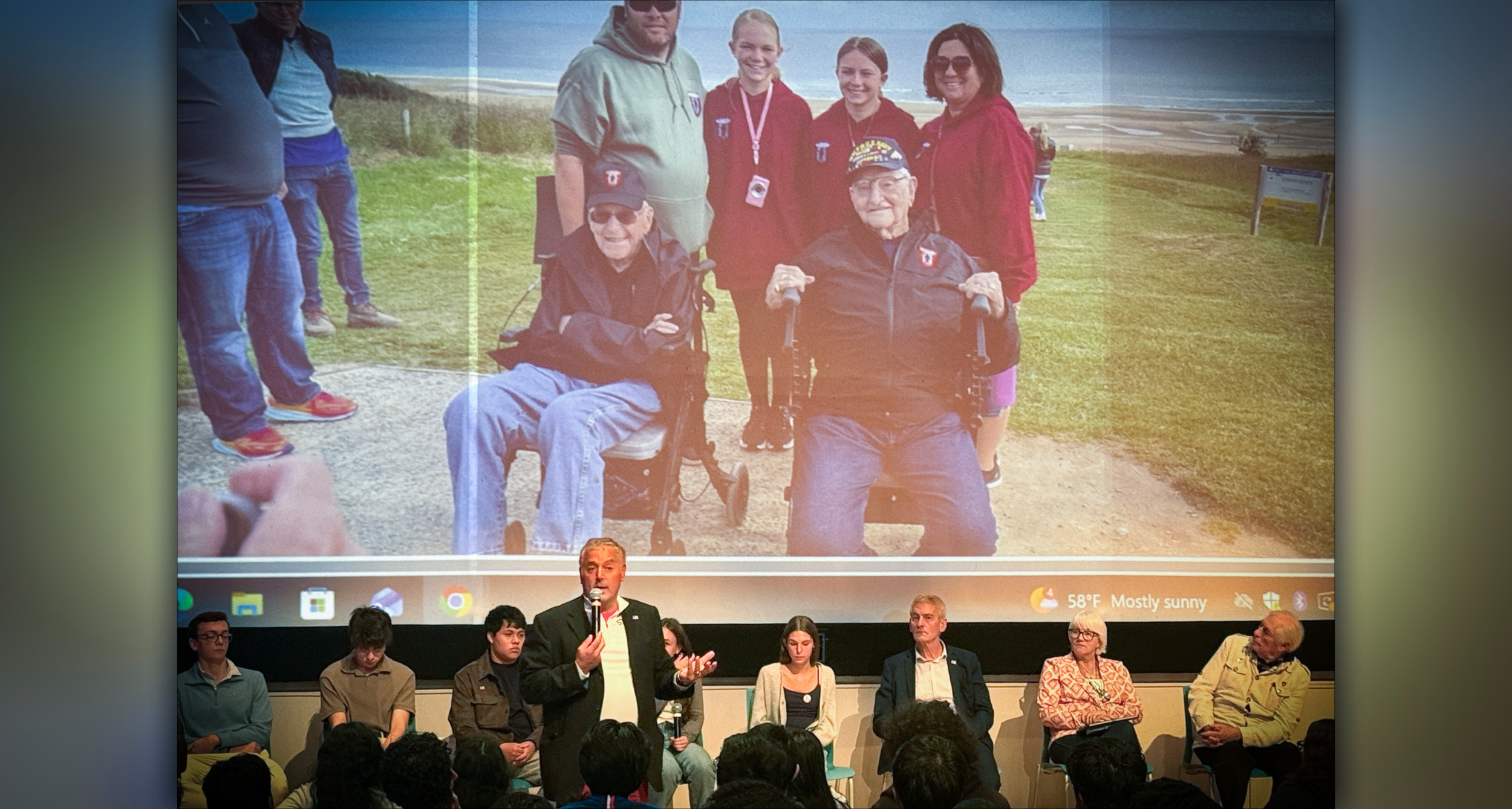Cold Spring Harbor Schools Superintendent Joe Monastero explains the impact of meeting World War II veterans and visiting the beaches of Normandy as part of Friday’s Operation Democracy Civics Summit.