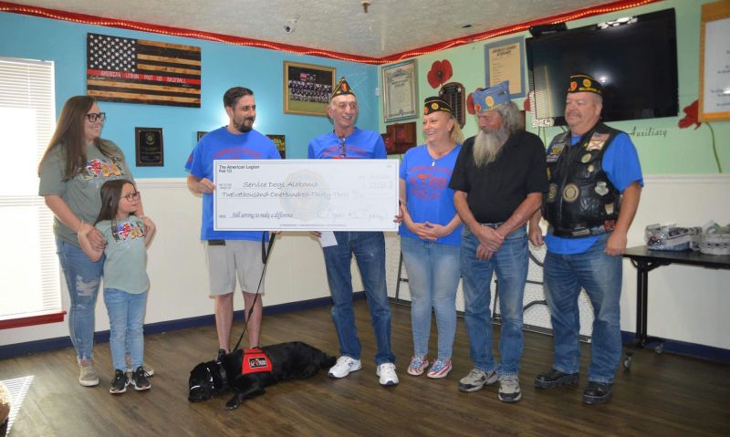 Alabama post donates $12,133 to help veterans needing a service dog