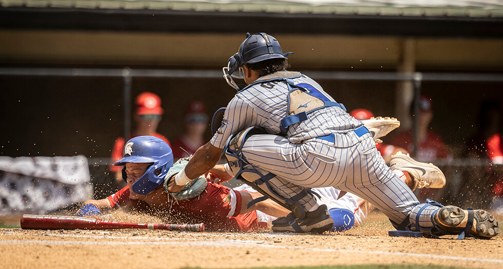 Brodie McIntire of Lincoln, Neb. Carpet Land Post 500 slides into home during Game 2 of the 2026 American Legion World Series. Photo by Chet Strange