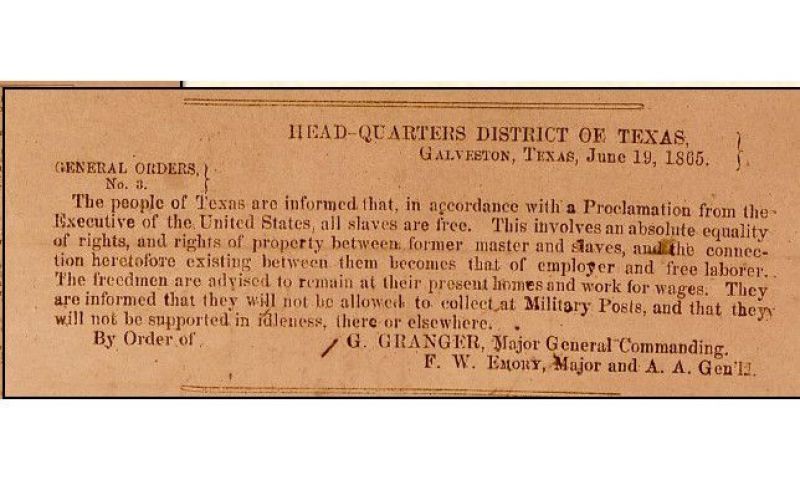 ‘The people of Texas are informed that … all slaves are free’