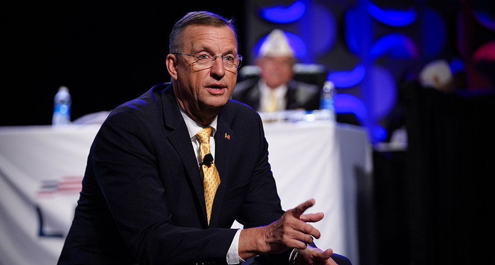 VA Secretary Doug Collins speaks on Day 2 of the 106th American Legion National Convention at the Tampa Convention Center in Tampa, Fla., Aug. 27. Photo by Jennifer Blohm/The American Legion