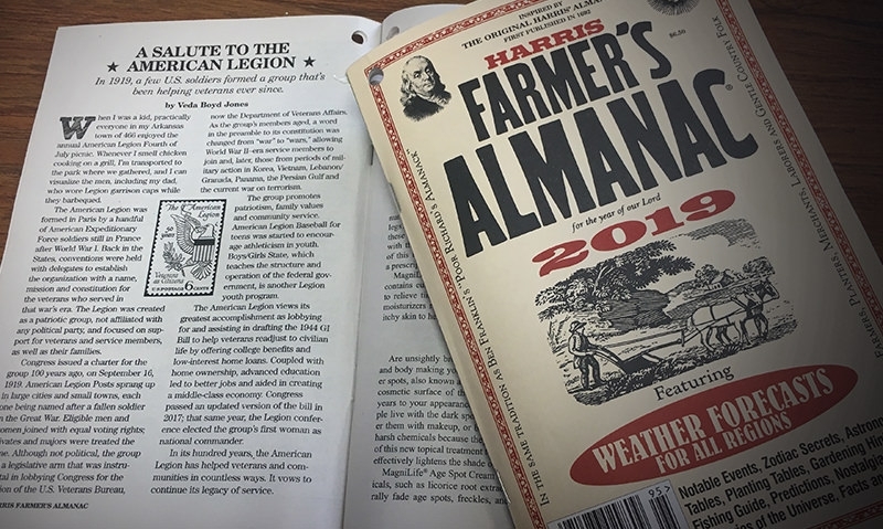 Legion centennial highlighted in 2019 Farmer’s Almanac