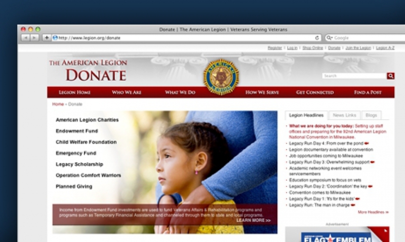 New Legion donation page online