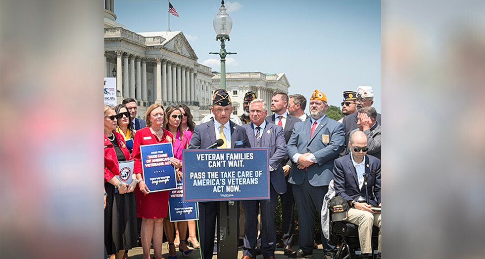 American Legion Government Affairs Executive Director Mario Marquez delivers remarks during the July 14 press conference on the Take Care of America’s Veterans Act.&nbsp;