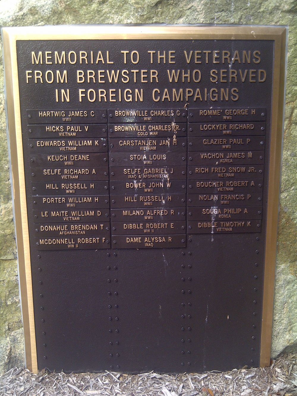 Brewster Service in Foreign Campaigns Memorial