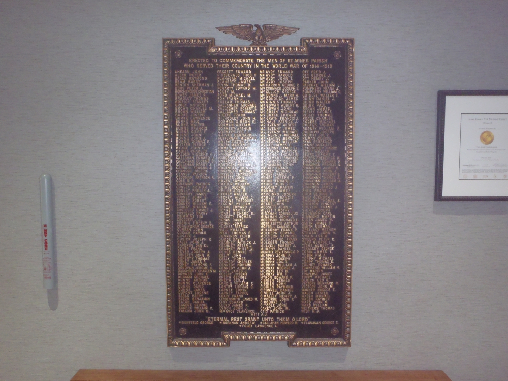 Saint Agnes Parish WWI Memorial Plaque