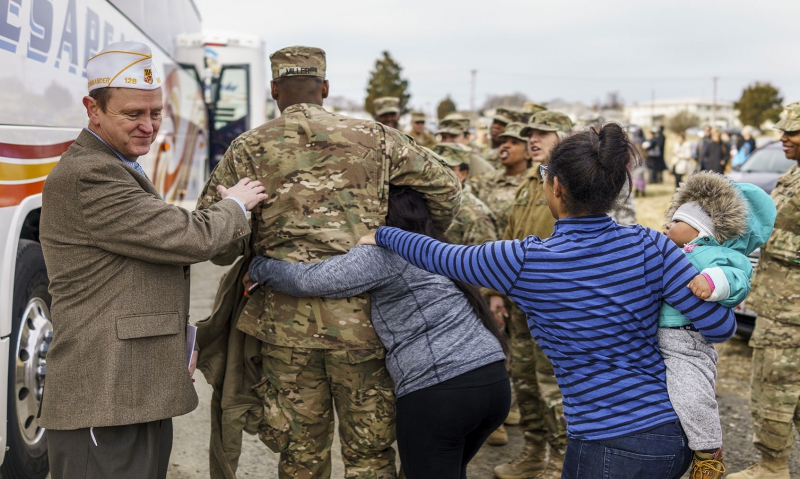 Legionnaires attend a sendoff for America's heroes