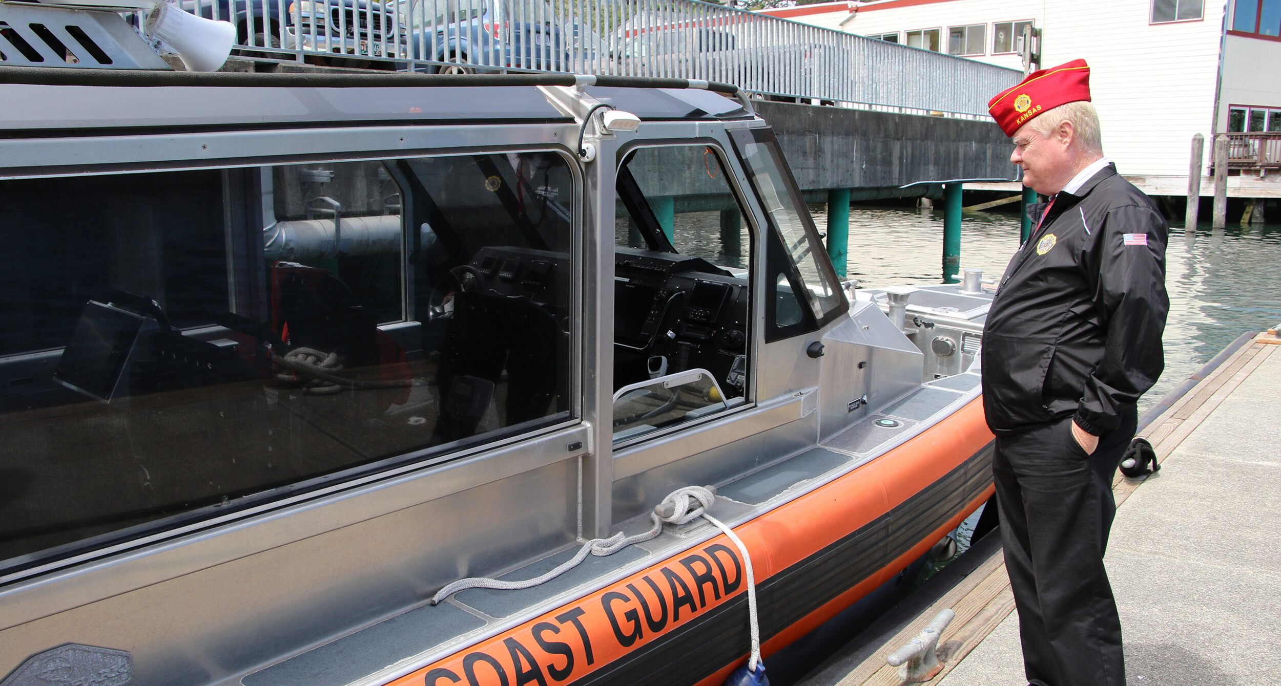 American Legion National Commander Dan Wiley tours the U.S. Coast Guard Yaquina Bay Station.