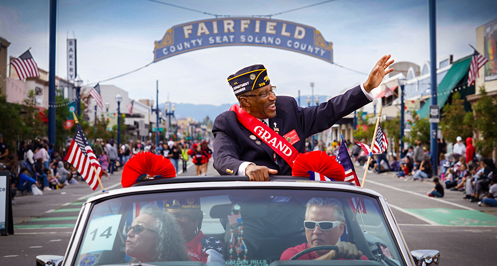 Past Department of California Commander John Aldridge served as Grand Marshal and keynote speaker for the 2025 Veterans Day parade and observance in Fairfield, Calif. Photo by Jeric Wilhelmsen