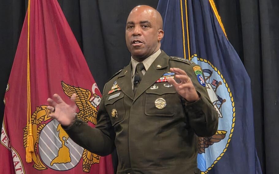 Gen. Ronald Clark, commander of U.S. Army Pacific, speaks at the TechNet Indo-Pacific conference in Honolulu on Oct. 27, 2026. (Wyatt Olson/Stars and Stripes)
