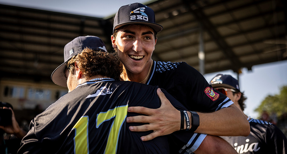 Chesapeake, Va. Post 280 celebrates their win during Game 13 of the 2025 American Legion World Series. Photo by Chet Strange