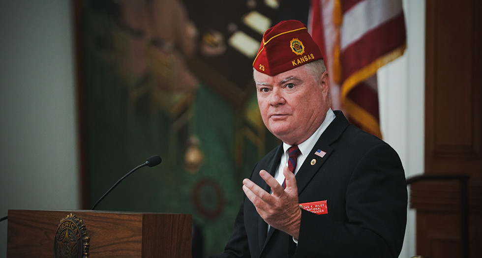 American Legion National Commander Dan K. Wiley delivers his opening remarks during the 2025 National Executive Committee Fall Meetings. (Photo by Jennifer Blohm/The American Legion)