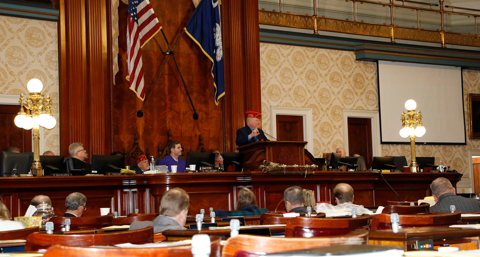 National Commander Wiley delivers a message to the South Carolina House of Representatives.