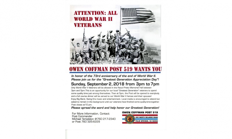 Post 519 and K6TAL sponsor 'Greatest Generation Appreciation Day'