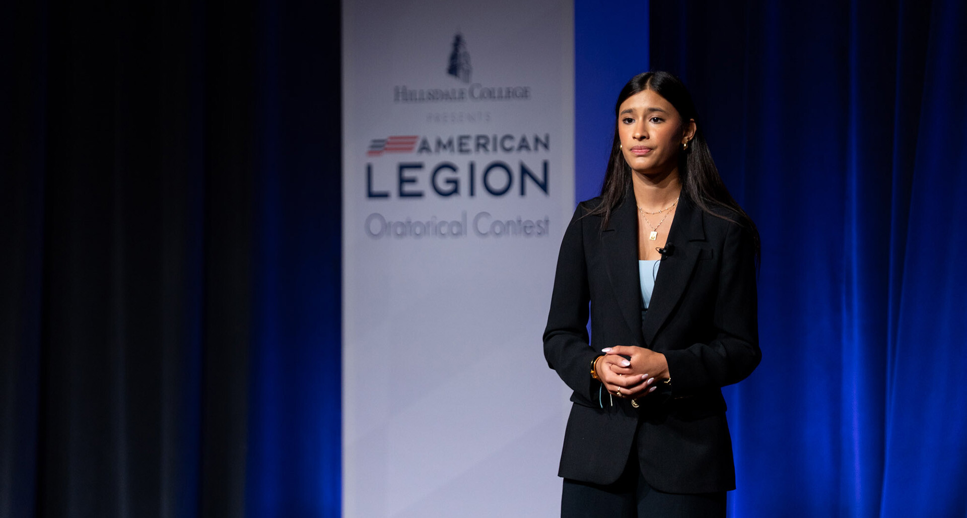 Gina Narjani of Gatlinburg, Tenn., wins the 2025 National Oratorical Contest.