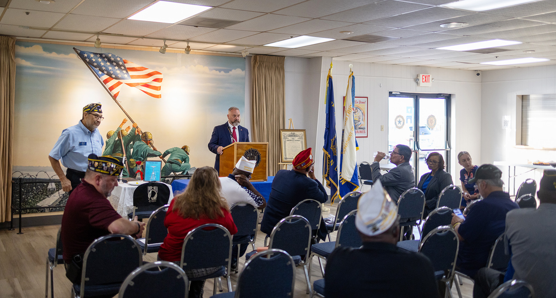 Jack Gootee, acting director of the New Orleans VA Medical Center speaks during the American Legion System Worth Saving town hall at Post 397 in Harahan La.