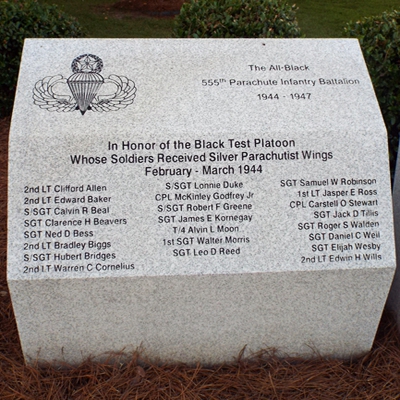 Black Test Platoon Marker, Airborne & Special Operations Museum, Fayetteville