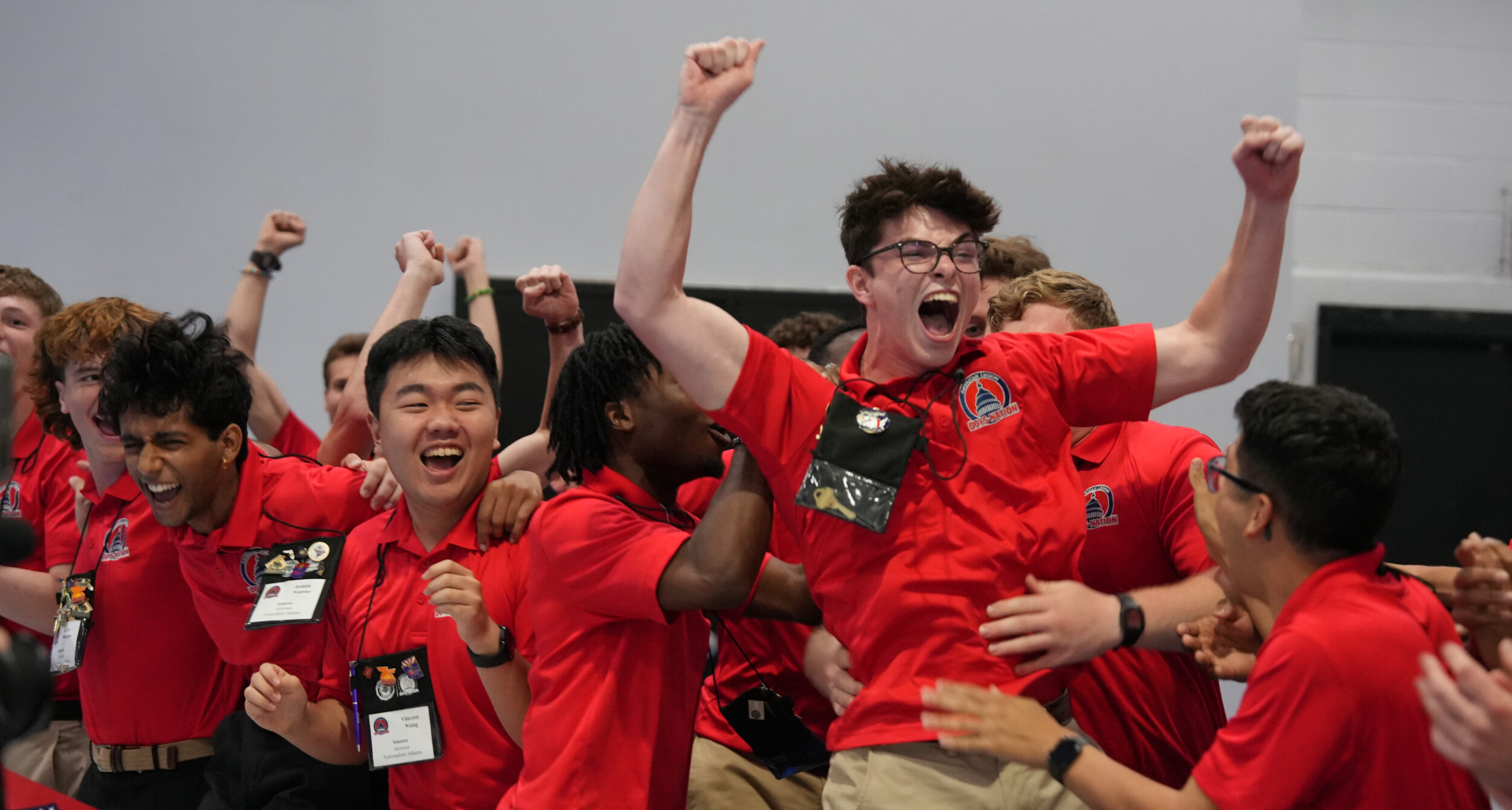 Senator Sawyer Ray of Arkansas celebrates being elected the 80th President of Boys Nation. Jennifer Blohm/The American Legion