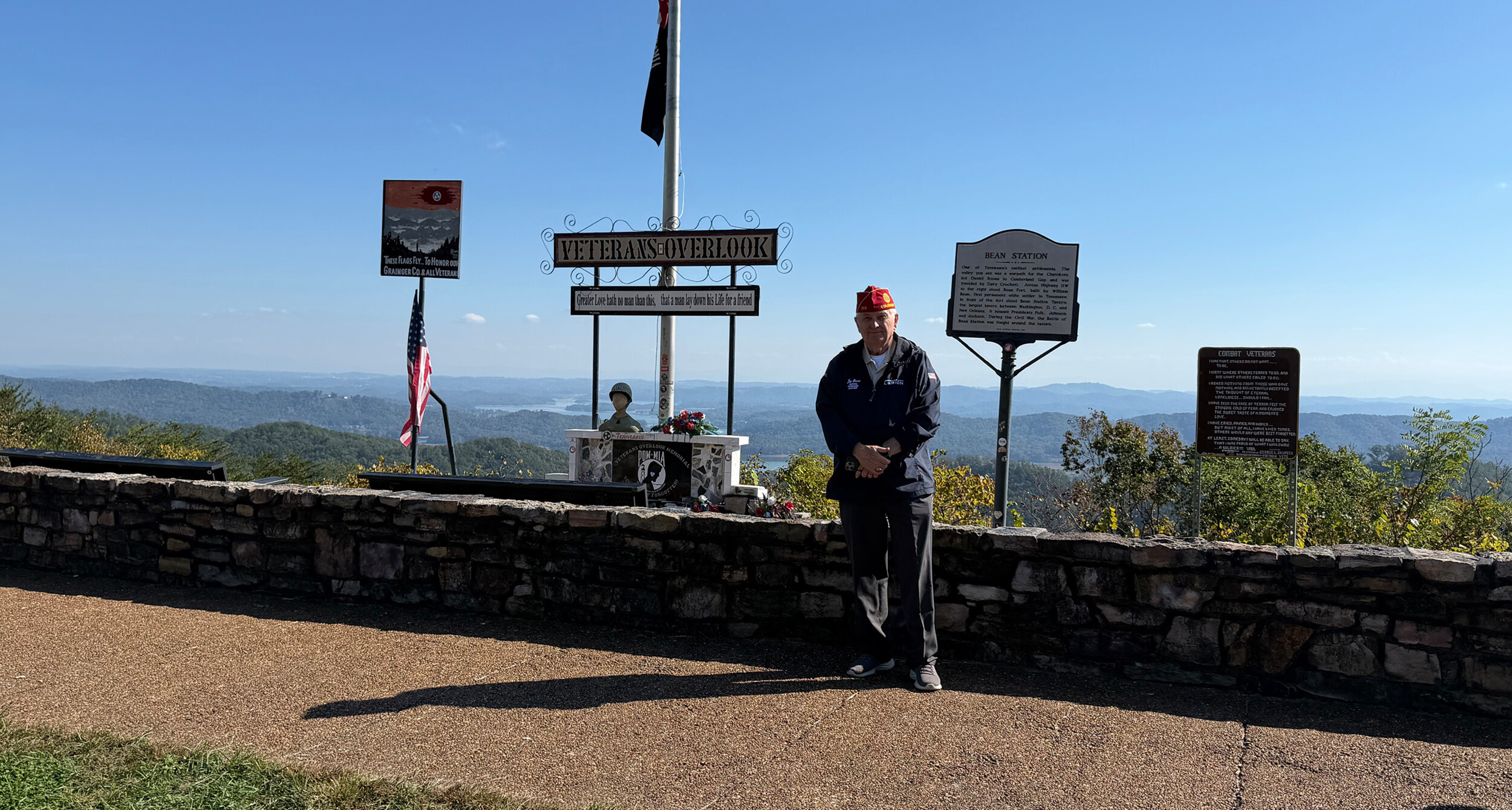 Commander Bowen visits Veterans Overlook at Clinch Mountain.