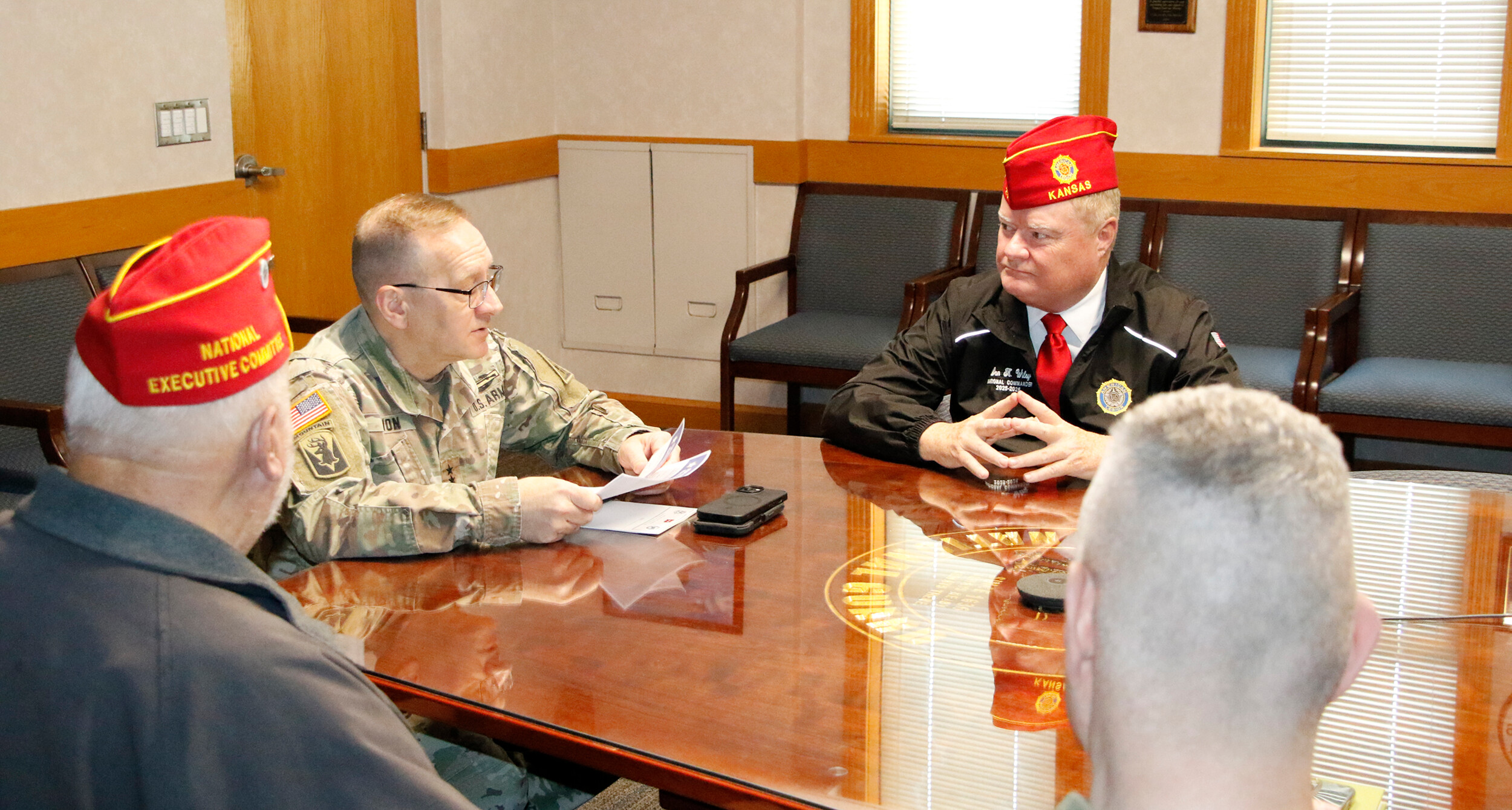 Commander Wiley meets with staff from the Connecticut National Guard.