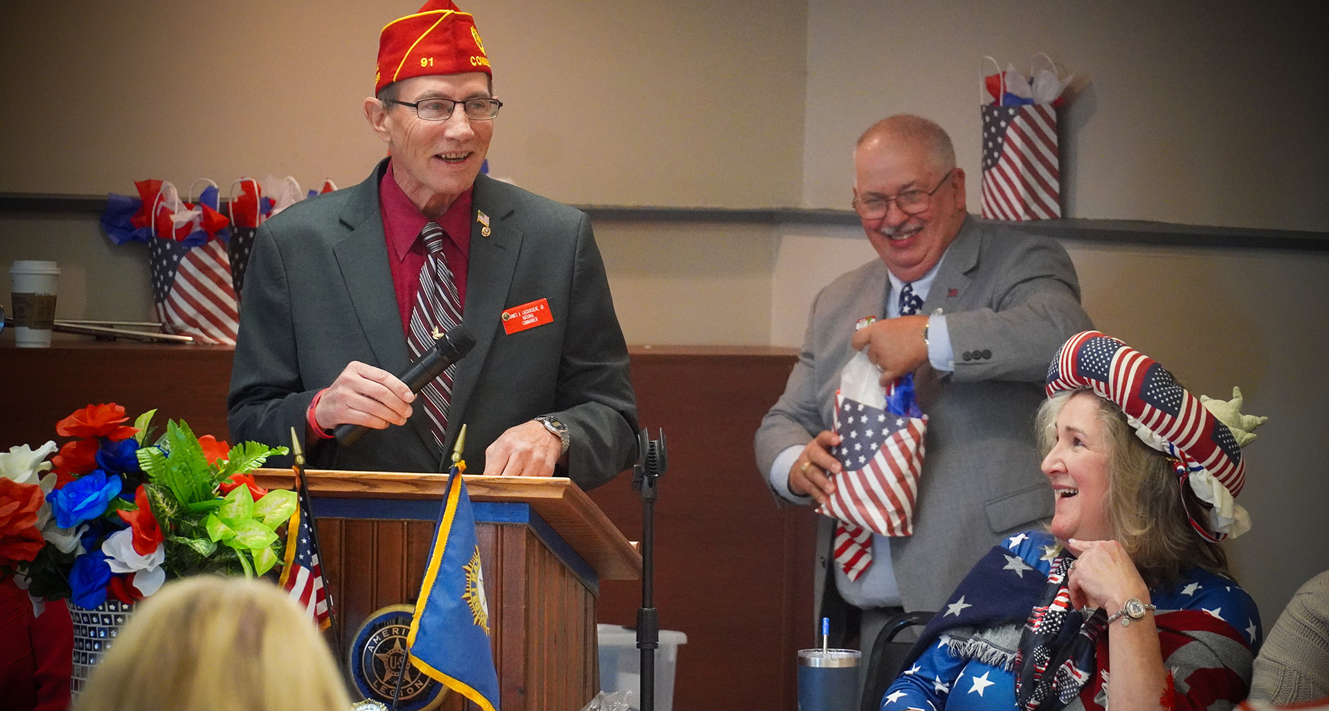 National Commander LaCoursiere addresses the Vermont American Legion Auxiliary during Fall Conferences at Post 14 in Vergennes, Vt.