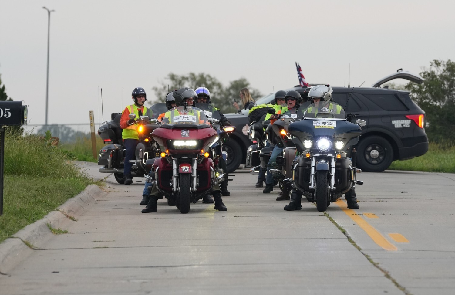 Kansas Legion Riders Mike Haas (left) and Chris Krueger at the start of the 2026 Legacy Run. (Jennifer Blohm/The American Legion)