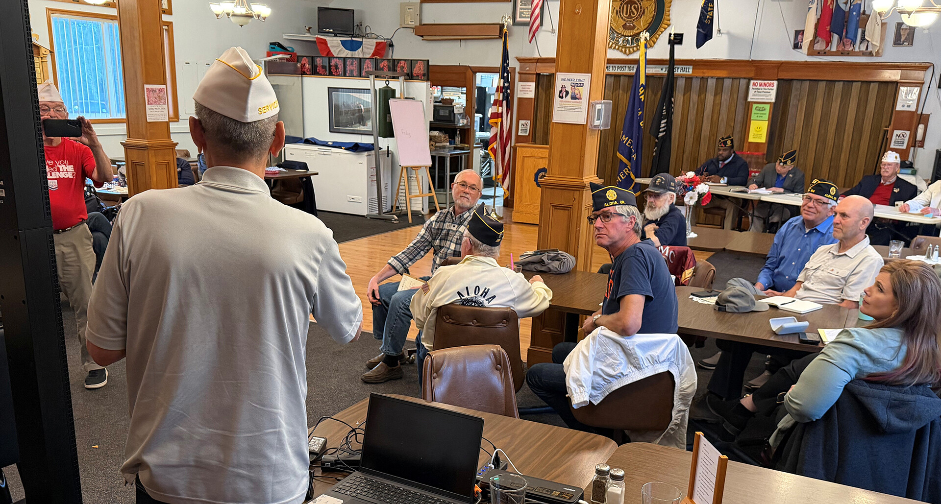 Oregon Assistant Department Service Officer Mike Surrett talks during the System Worth Saving town hall. (Photo by Steven B. Brooks)