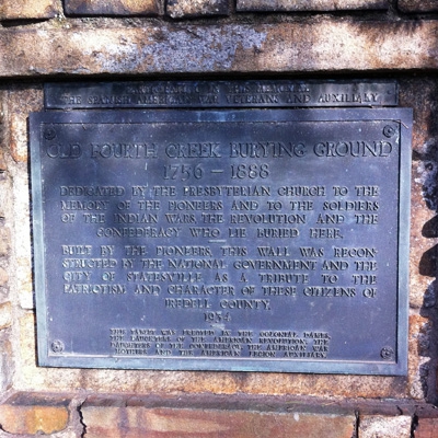Old Fourth Creek Burying Ground Memorial Wall, Statesville