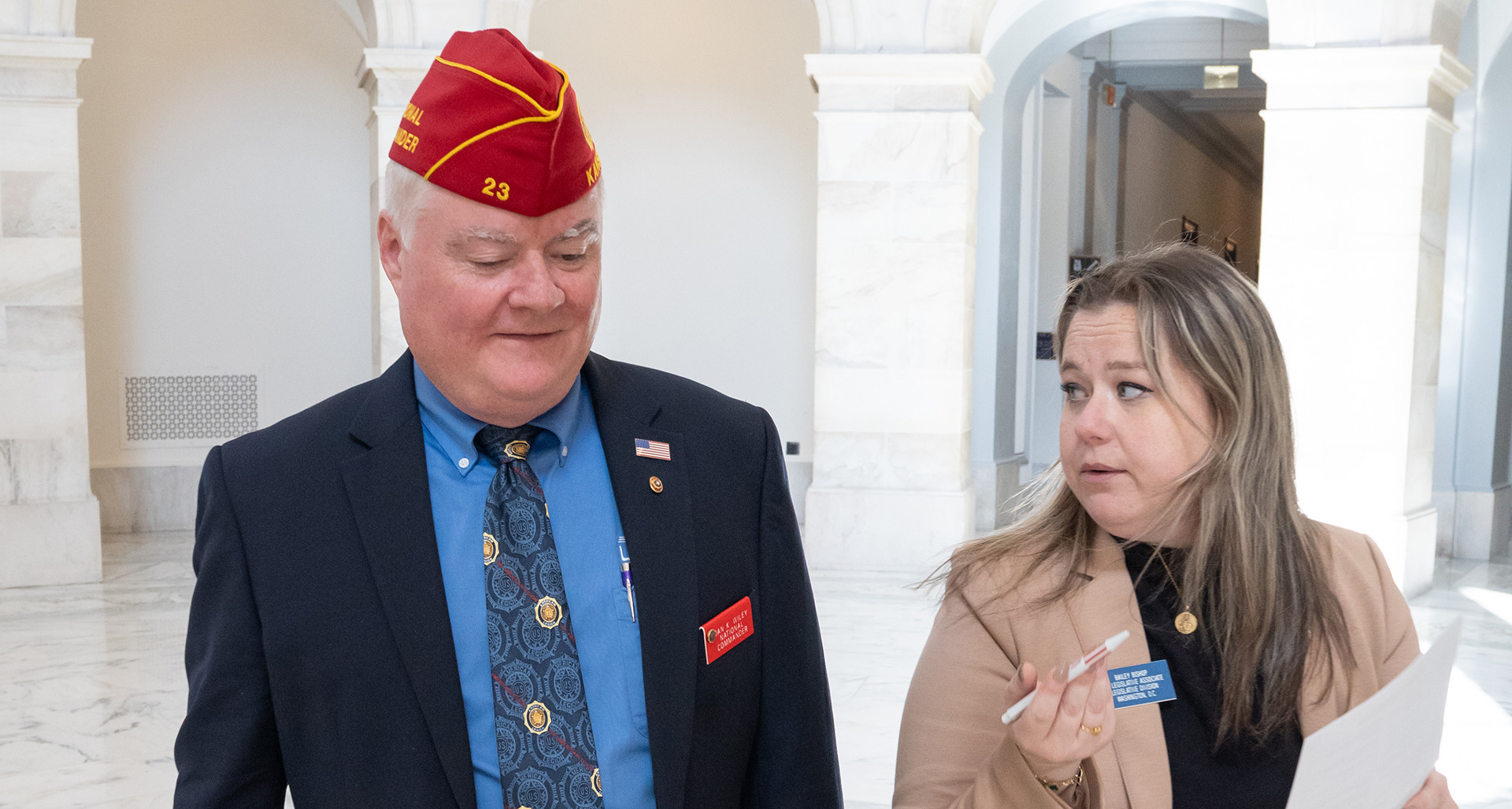 American Legion National Commander Dan K. Wiley with Senior Legislative Associate Bailey Bishop.