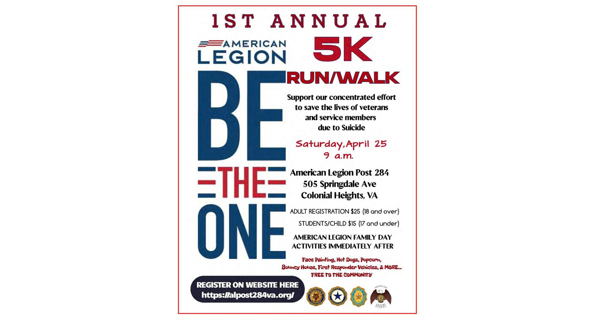 Post using American Legion Family Day to promote Be the One