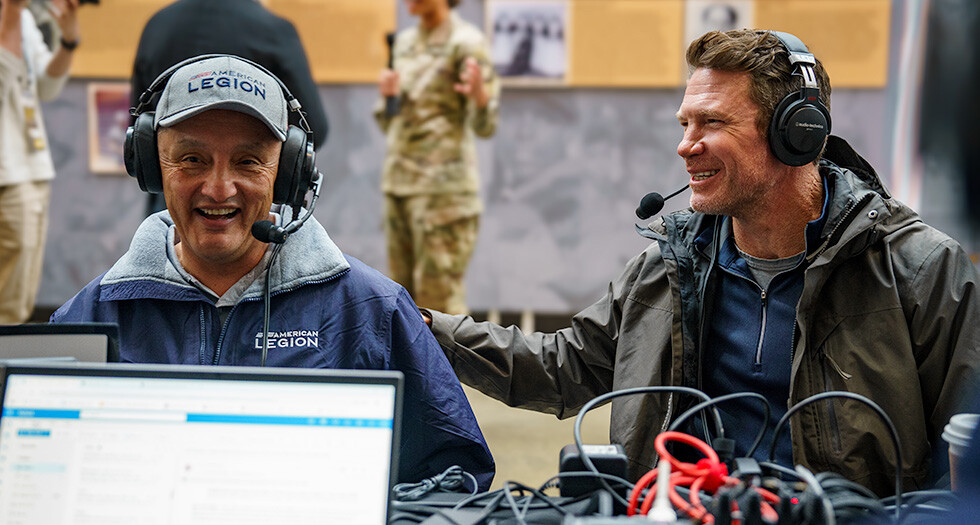 Nate Boyer (right) will speak at the Legion’s Be the One Mental Wellness Committee meeting during the national convention. Photo by Jennifer Blohm/The American Legion