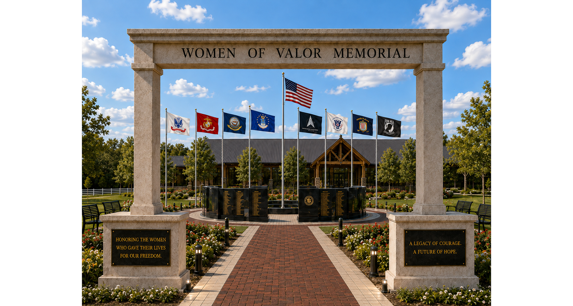 An artist’s rendering of the planned Women of Valor Memorial. (Image via&nbsp;Sheldon-Java Veterans Association)