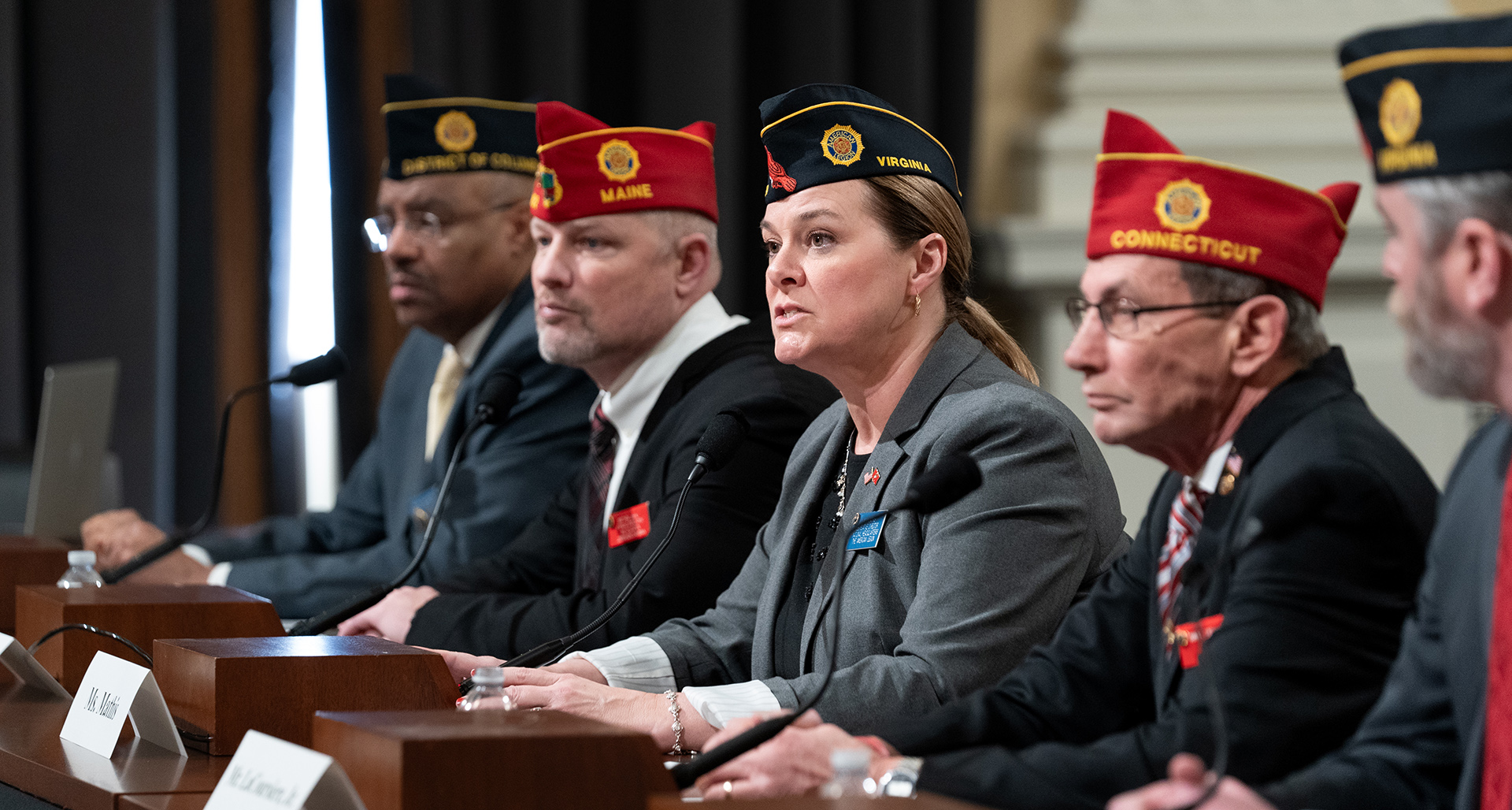 National Legislative Director Julia Mathis answers a question during testimony before the House and Senate Committees on Veterans’ Affairs. Photo by Hilary Ott /The American Legion