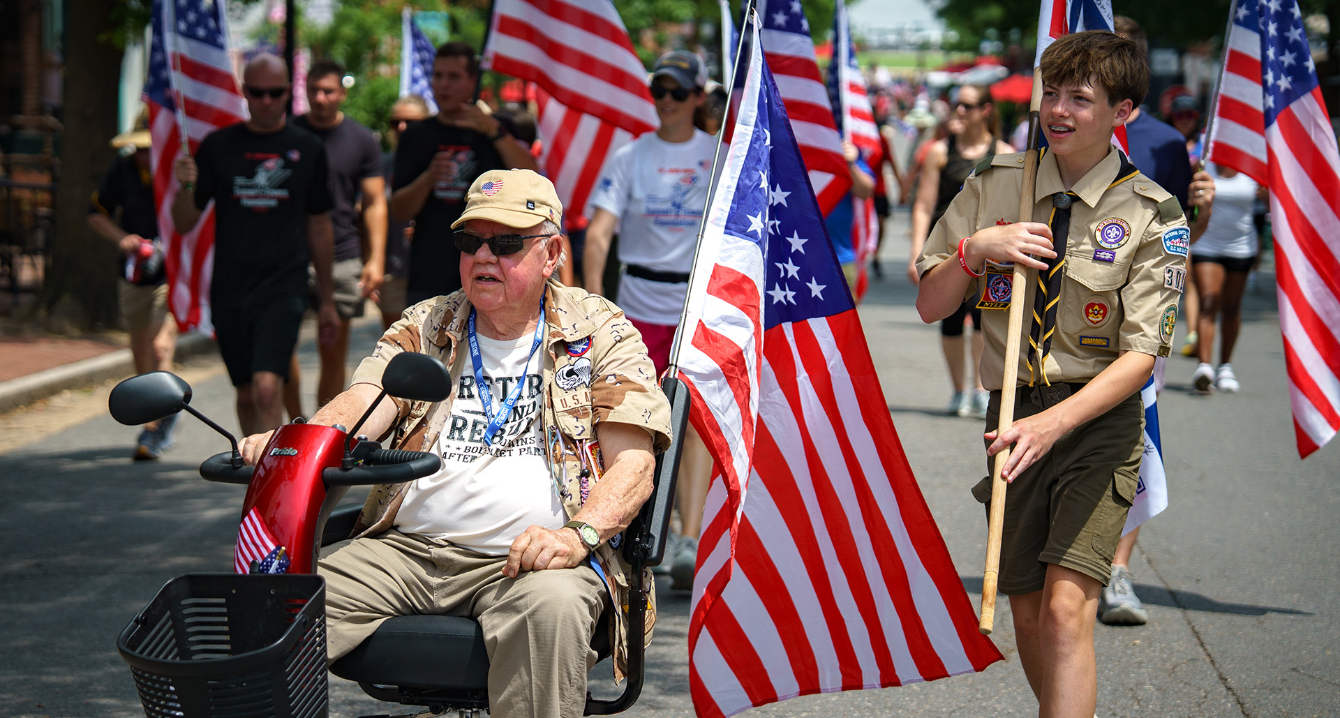 A Be the One walk organized by Eagle Scout candidate Cameron Berry at Market Square in Old Town in Alexandria, Va., on June 22, 2025. (Photo by Jennifer Blohm)